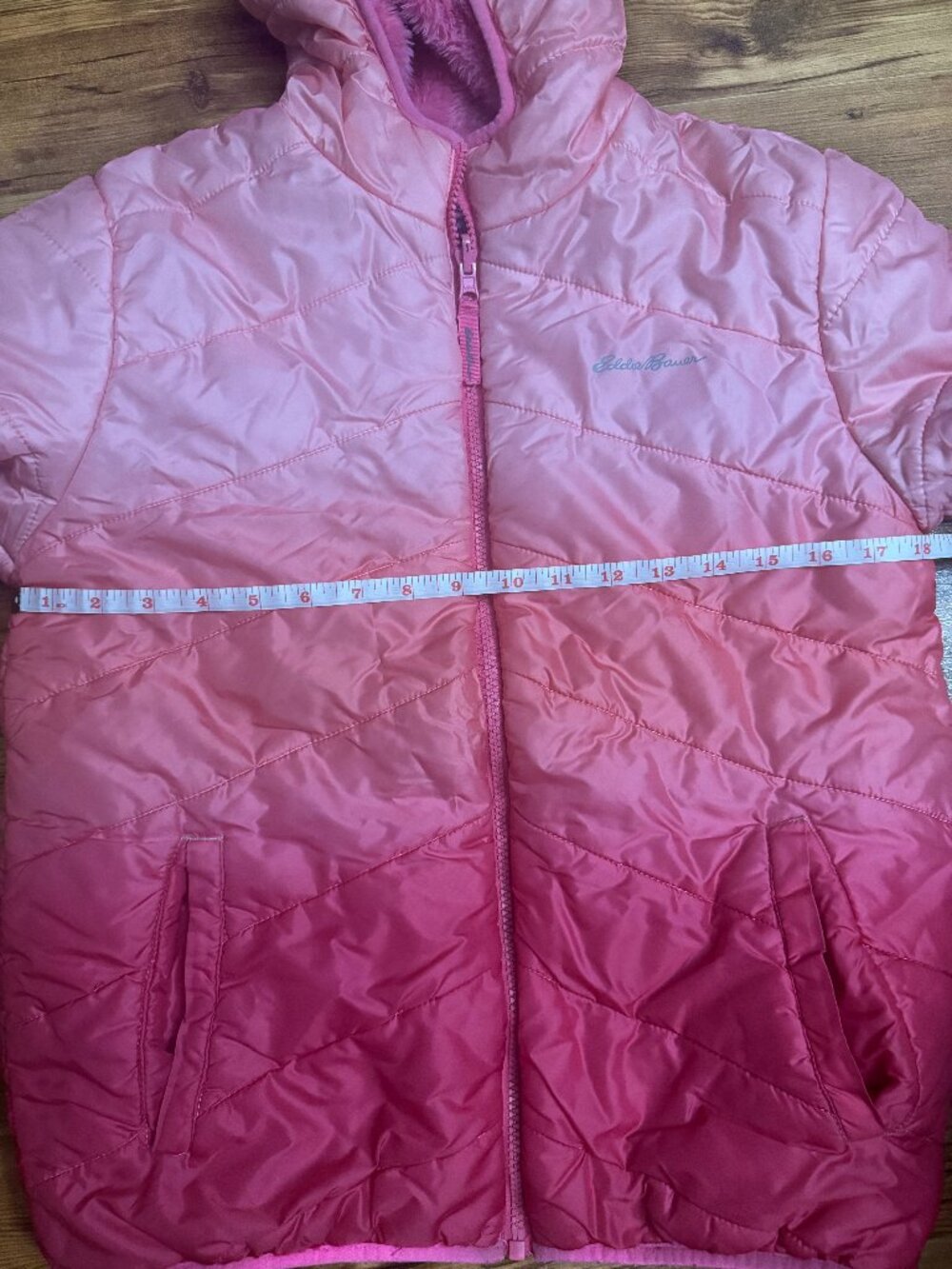 ❤️💗 Eddie Bauer Kids Reversible Puffer Jacket – Red & Pink (Size 8) ❄️